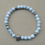 Braccialetto uomo in howlite bianca ed ematite argento